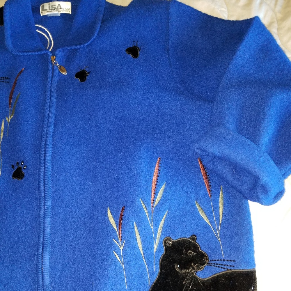 Stunning Electric Blue Wool Sweater/ Jacket
